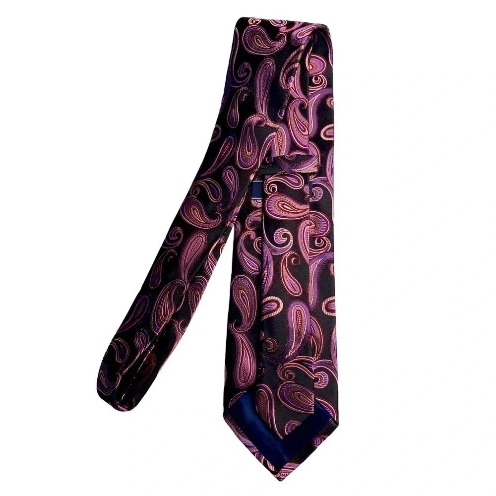 ALLEA MILANO PAISLEY PURPLE TIE 100% SILK MADE IN ITALY